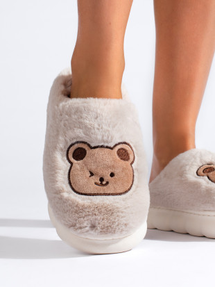 Papuci de blană bej chiaro TEDDY