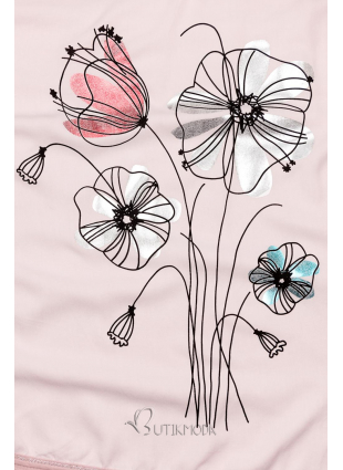 Tricou roz deschis cu imprimeu de flori