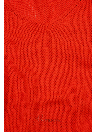 Pulover tricotat portocaliu neon