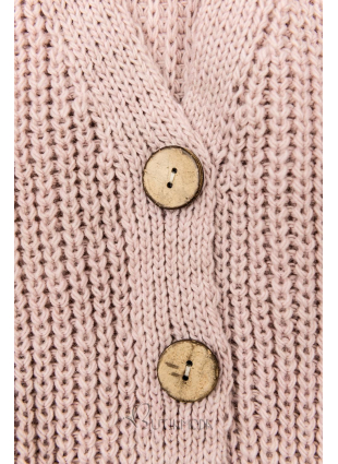 Pulover tricotat cu nasturi roz pudrăt