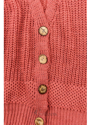 Pulover tricotat cu nasturi corai