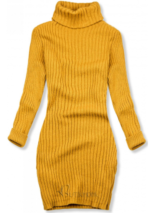 Rochie galbenă din tricot cu guler înalt