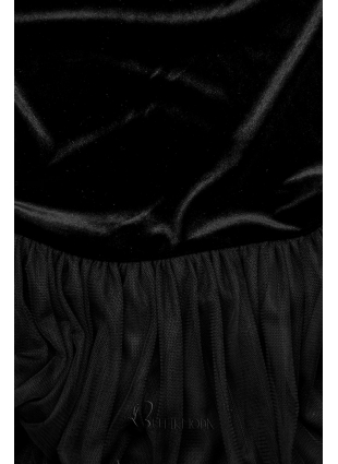 Rochie neagră cu fustă din tul