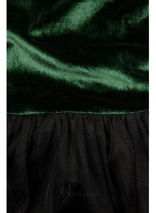 Rochie verde cu fustă din tul