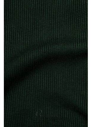Pulover scurt verde cu guler înalt
