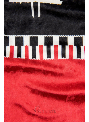 Rochie albastră-roșie din catifea cu imprimeu de Crăciun