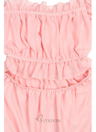 Rochie lungă de vară roz pudrăt