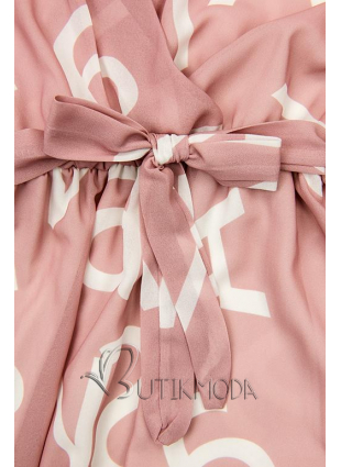 Rochie midi roz deschis cu imprimeu cu litere