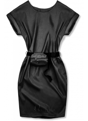 Rochie neagră din imitație de piele