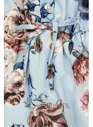 Rochie midi florală albastru deschis