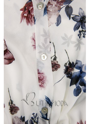 Rochie midi florală albă