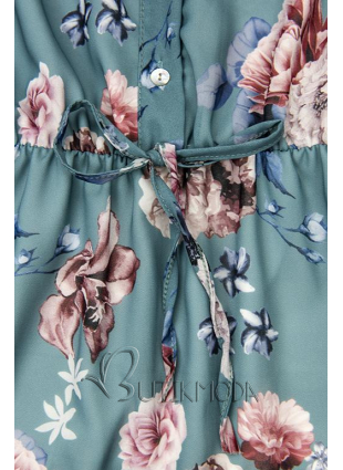 Rochie midi florală verde