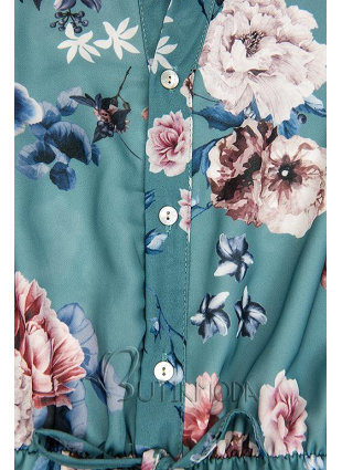 Rochie midi florală verde
