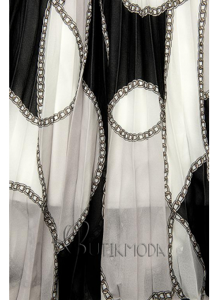 Rochie midi cu imprimeu negru-alb