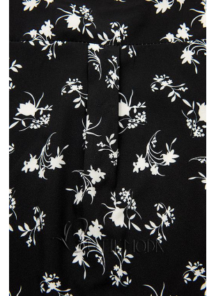 Cămașă negru-alb cu imprimeu floral
