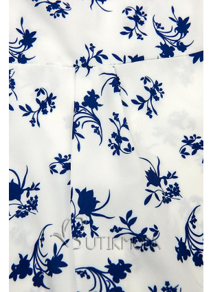 Cămașă alb-albastru cu imprimeu floral