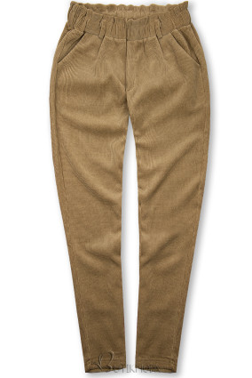 Pantaloni maro casual cu elastic în talie