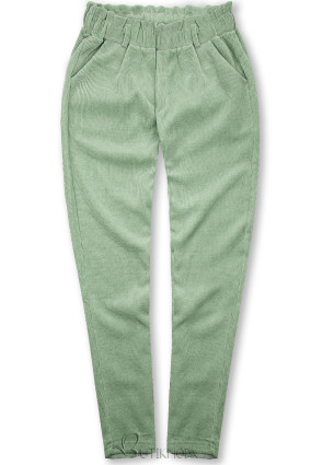 Pantaloni verde deschis casual cu elastic în talie