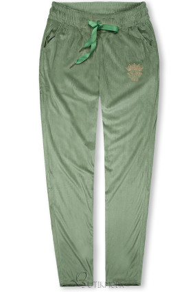 Pantaloni de trening din catifea verzi
