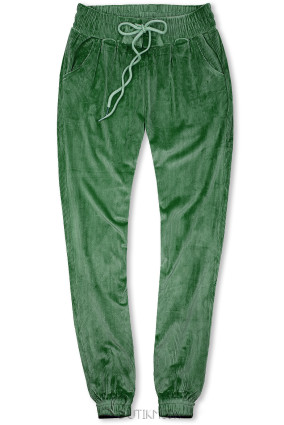 Pantaloni verzi cu șireturi în talie