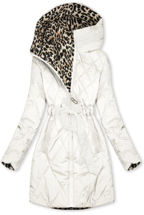 Jachetă reversibilă alb/model leopard