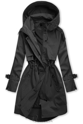 Palton negru cu glugă