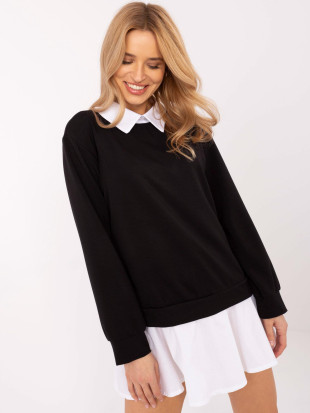 Bluză elegantă neagră cu mâneci lungi