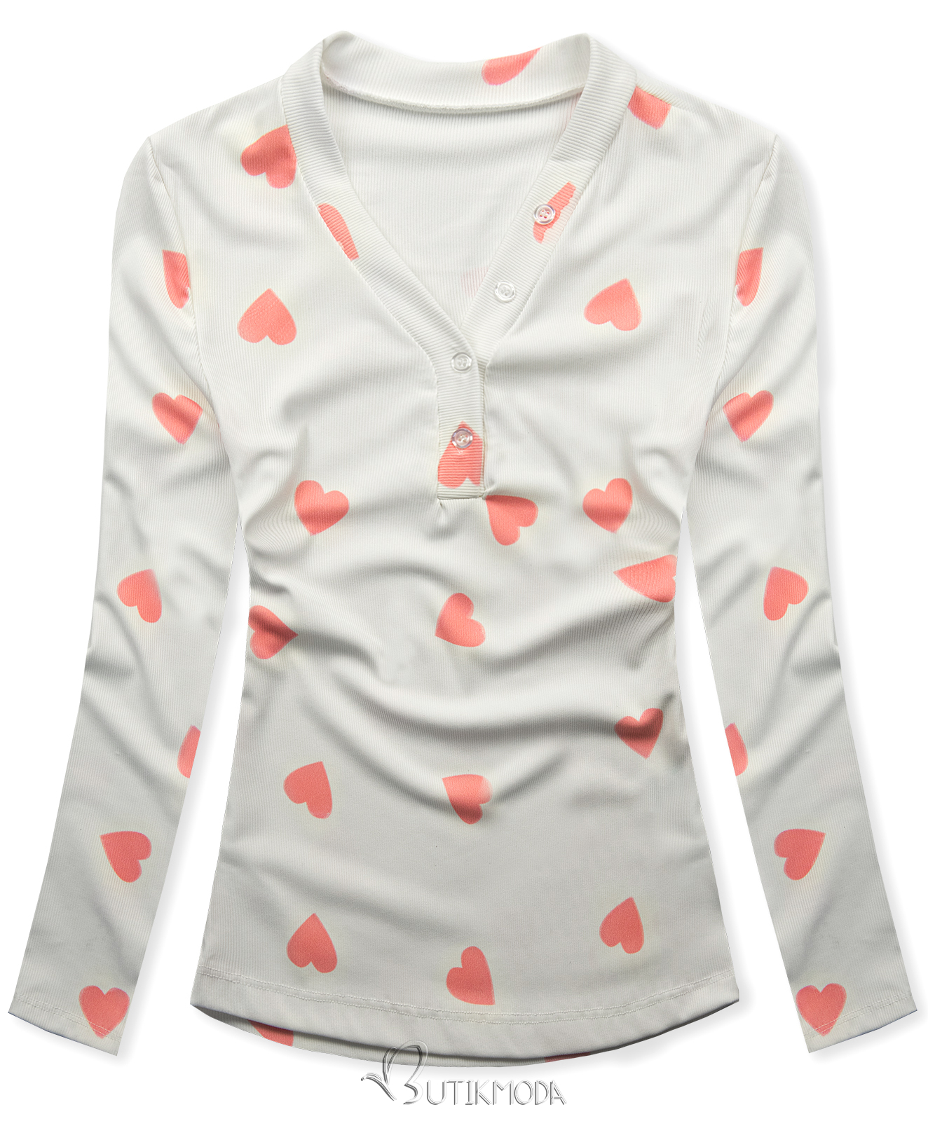 Tricou cu imprimeu inimioare alb/apricot HEART4