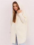 Palton ecru din alpaca cu glugă