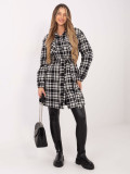 Palton damă alb-negru cu model în carouri