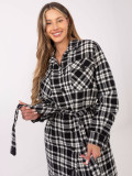 Palton damă alb-negru cu model în carouri