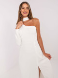 Rochie maxi ecru de seară cu un umăr