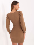Rochie camel cu mâneci lungi RUE PARIS