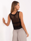 Top damă negru cu model perforat