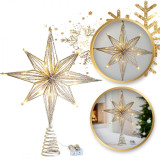 Steaua de decor pentru brad cu LED auriu