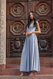 Rochie maxi brocart cu legare la spate – gri