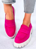 Mocasini fucsia din piele intoarsă cu platformă