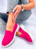 Mocasini fucsia din piele intoarsă cu platformă