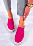 Mocasini fucsia din piele intoarsă cu platformă
