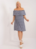 Rochie plus size albă și albastră