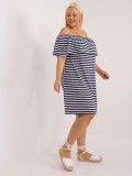 Rochie plus size albă și albastră
