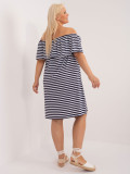 Rochie plus size albă și albastră