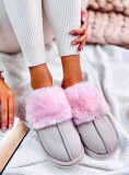 Papuci cu model de herringbone roz deschis