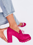 Mocasini roz cu toc
