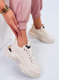 Adidași de damă pe talpă groasă bej/auriu