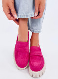 Mocasini fucsia din piele intoarsă cu platformă