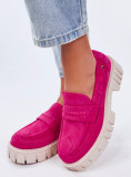 Mocasini fucsia din piele intoarsă cu platformă