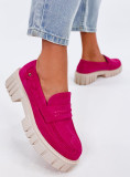 Mocasini fucsia din piele intoarsă cu platformă