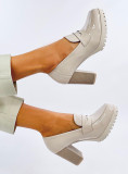 Pantofi/mocasini de damă cu toc bej