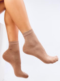 Șosete netede maro camel fără model